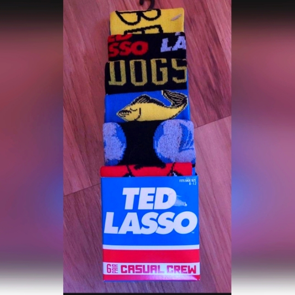 Ted Lasso Mens Crew Socks Shoe Size 8 12 Six Pairs New